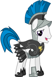Size: 699x1037 | Tagged: safe, artist:frownfactory, oc, oc only, oc:stratagem, species:pegasus, species:pony, .svg available, armor, armor skirt, clothing, description is relevant, helmet, horseshoes, male, open mouth, scale armor, scale mail, simple background, skirt, solo, stallion, svg, tail wrap, transparent background, vector, wings