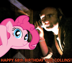 Size: 1000x888 | Tagged: safe, artist:grapefruitface1, artist:unkown, edit, character:pinkie pie, belated, birthday, phil collins, text