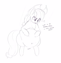 Size: 2761x2852 | Tagged: safe, artist:sirmasterdufel, character:applejack, species:earth pony, species:pony, applefat, belly, belly button, big belly, chubby, chubby jack, fat, female, mare, obese, solo, stomach noise