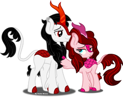 Size: 1920x1511 | Tagged: safe, artist:vector-brony, oc, oc only, oc:hot rod, oc:tilly, species:kirin, cloven hooves, commission, female, kirin oc, kirin-ified, male, simple background, species swap, transparent background, vector