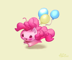 Size: 1378x1146 | Tagged: safe, artist:holivi, character:pinkie pie, species:earth pony, species:pony, balloon, chibi, cute, diapinkes, female, mare, smiling, solo