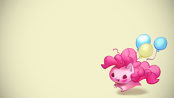 Size: 1920x1080 | Tagged: safe, alternate version, artist:holivi, edit, editor:henry, character:pinkie pie, species:earth pony, species:pony, balloon, chibi, cute, diapinkes, female, mare, smiling, solo, wallpaper, wallpaper edit