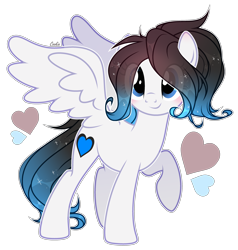 Size: 3264x3432 | Tagged: safe, artist:lazuli, oc, oc only, oc:ice energy, species:pegasus, species:pony, blushing, ethereal mane, eye clipping through hair, femboy, galaxy mane, male, pegasus oc, raised hoof, simple background, smiling, solo, transparent background, wings, ych result
