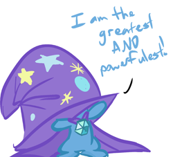 Size: 1100x1000 | Tagged: safe, artist:deeriojim, artist:tess, character:trixie, species:pony, species:unicorn, clothing, colored, cute, diatrixes, female, filly, mare, oversized clothes, oversized hat, simple background, sitting, solo, white background