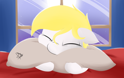 Size: 3300x2100 | Tagged: safe, artist:captainpudgemuffin, artist:francis.w, edit, oc, species:earth pony, species:pony, behaving like a cat, captainpudgemuffin is trying to murder us, eyes closed, female, pillow, snuggling, solo, trace