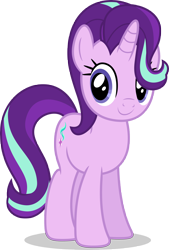 Size: 5000x7411 | Tagged: safe, artist:luckreza8, character:starlight glimmer, species:pony, species:unicorn, episode:to where and back again, g4, my little pony: friendship is magic, .svg available, absurd resolution, c:, cute, female, glimmerbetes, hair over one eye, looking at you, mare, simple background, smiling, standing, transparent background, vector
