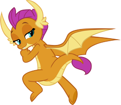 Size: 9729x8451 | Tagged: safe, artist:memnoch, character:smolder, species:dragon, episode:a matter of principals, g4, my little pony: friendship is magic, butt, dragoness, female, lidded eyes, looking back, out of context, simple background, smiling, smirk, smolderriere, smug, solo, transparent background, vector, wings