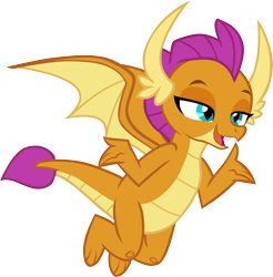 Size: 7702x7813 | Tagged: safe, artist:memnoch, character:smolder, species:dragon, episode:a matter of principals, g4, my little pony: friendship is magic, dragon wings, dragoness, female, open mouth, simple background, smiling, smirk, smug, solo, transparent background, vector, wings