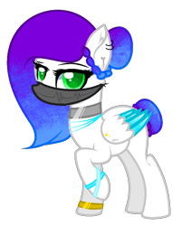 Size: 708x880 | Tagged: safe, artist:colordroplovelyart, artist:lazuli, base used, oc, oc only, oc:fly-bi, species:pegasus, species:pony, bandana, bracelet, choker, ear piercing, earring, female, jewelry, mare, multicolored hair, necklace, piercing, raised hoof, simple background, solo, transparent background, wing piercing