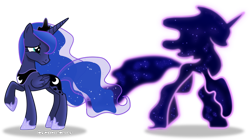 Size: 1024x573 | Tagged: safe, artist:vector-brony, character:princess luna, character:tantabus, species:alicorn, species:pony, episode:do princesses dream of magic sheep?, female, hoof shoes, jewelry, looking back, mare, raised hoof, regalia, sad, simple background, transparent background, vector