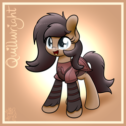Size: 3244x3244 | Tagged: safe, artist:kimjoman, oc, oc only, oc:quillwright, species:pegasus, species:pony, fallout equestria, commission, female, gradient background, scribe robe, simple background, solo, steel ranger, steel rangers