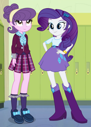 Size: 2848x3984 | Tagged: safe, artist:themexicanpunisher, character:rarity, character:suri polomare, my little pony:equestria girls, clothing, crystal prep academy uniform, duo, duo female, female, plaid skirt, school uniform, skirt