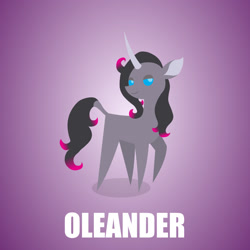 Size: 1280x1280 | Tagged: safe, artist:aha-mccoy, community related, character:oleander, species:classical unicorn, species:pony, species:unicorn, them's fightin' herds, cloven hooves, female, leonine tail, pointy ponies, simple background, smiling, solo, unshorn fetlocks