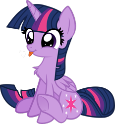 Size: 679x732 | Tagged: safe, artist:crystalmagic6, artist:liaaqila, character:twilight sparkle, character:twilight sparkle (alicorn), species:alicorn, species:pony, blep, chest fluff, cute, female, fluffy, happy, inkscape, mare, raspberry, silly, simple background, sitting, smiling, solo, tongue out, transparent background, twiabetes, twily, vector