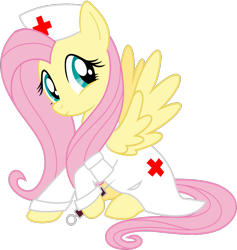 Size: 843x891 | Tagged: safe, artist:luckreza8, artist:totallynotabronyfim, edit, character:fluttershy, species:pegasus, species:pony, clothing, coat, cute, female, hat, lab coat, mare, shyabetes, solo, syringe