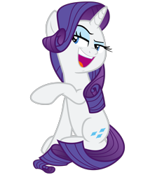 Size: 3000x3400 | Tagged: safe, artist:cheezedoodle96, character:rarity, species:pony, species:unicorn, episode:sparkle's seven, g4, my little pony: friendship is magic, .svg available, dreamworks face, evil grin, female, gesture, grin, lidded eyes, mare, open mouth, pointing, raised eyebrow, simple background, sitting, smiling, solo, svg, transparent background, vector