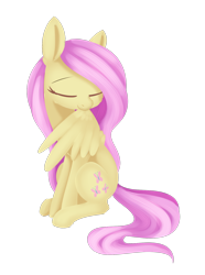 Size: 1228x1652 | Tagged: safe, artist:dusthiel, character:fluttershy, species:pegasus, species:pony, cute, eyes closed, female, mare, one wing out, preening, shyabetes, simple background, sitting, smiling, solo, transparent background