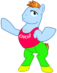 Size: 2500x3200 | Tagged: safe, artist:cheezedoodle96, species:earth pony, species:pony, episode:the point of no return, g4, my little pony: friendship is magic, bipedal, boots, chad, clothing, looking at you, male, pants, power jerk, shoes, simple background, solo, stallion, tank top, transparent background