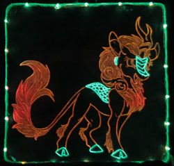 Size: 914x875 | Tagged: safe, artist:irfp250n, artist:sunny way, rcf community, character:autumn blaze, species:kirin, species:pony, acrylic plastic, acrylight, craft, engraving, female, led, mare, solo