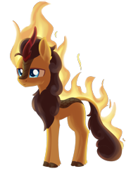 Size: 1608x2052 | Tagged: safe, artist:dusthiel, character:pumpkin smoke, species:kirin, episode:sounds of silence, g4, my little pony: friendship is magic, background kirin, cloven hooves, fire, lidded eyes, male, simple background, solo, transparent background, unamused