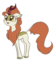 Size: 1084x1206 | Tagged: safe, artist:dusthiel, character:autumn blaze, species:kirin, episode:sounds of silence, g4, my little pony: friendship is magic, blep, cloven hooves, female, floppy ears, simple background, smiling, solo, tongue out, transparent background