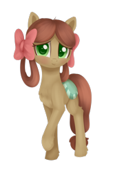 Size: 1200x1830 | Tagged: safe, artist:dusthiel, character:yona, species:earth pony, species:pony, episode:she's all yak, g4, my little pony: friendship is magic, blushing, bow, female, hair bow, looking at you, mare, monkey swings, ponified, pony yona, raised hoof, simple background, solo, species swap, transparent background