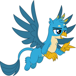 Size: 2866x2865 | Tagged: safe, artist:frownfactory, character:gallus, species:griffon, episode:she's all yak, g4, my little pony: friendship is magic, .svg available, chest fluff, flying, male, paws, simple background, solo, svg, transparent background, vector, wings
