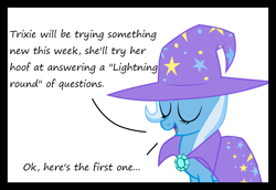 Size: 1280x883 | Tagged: safe, artist:evil-dec0y, character:trixie, species:pony, species:unicorn, comic:trixie vs., cape, clothing, eyes closed, female, hat, mare, simple background, solo, trixie's cape, trixie's hat, white background