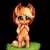 Size: 1024x1024 | Tagged: safe, artist:miokomata, character:applejack, species:earth pony, species:pony, g4, bipedal, black background, chibi, clothing, colored hooves, cowboy hat, cute, ear fluff, female, full face view, grass, hat, hooves, jackabetes, looking at you, mare, simple background, smiling, solo, stetson, weapons-grade cute
