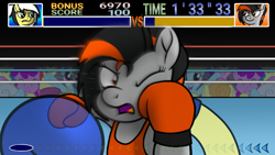 Size: 1920x1080 | Tagged: safe, artist:toyminator900, oc, oc only, oc:dusk strike, oc:uppercute, species:pegasus, species:pony, boxing, boxing gloves, boxing ring, clothing, crowd, punch out, sports, sports bra, super punch out, video game