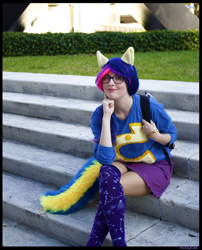 Size: 3456x4279 | Tagged: safe, artist:krazykari, character:twilight sparkle, species:human, my little pony:equestria girls, clothing, cosplay, costume, irl, irl human, photo, solo, wondercolts uniform