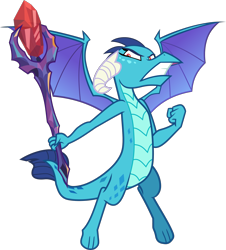 Size: 1928x2134 | Tagged: safe, artist:frownfactory, character:princess ember, species:dragon, episode:sweet and smoky, g4, my little pony: friendship is magic, .svg available, angry, bloodstone scepter, dragoness, female, horns, simple background, solo, svg, transparent background, vector, wings