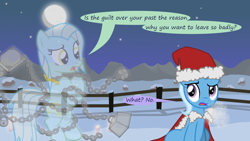 Size: 1280x720 | Tagged: safe, artist:evil-dec0y, character:trixie, oc, species:pony, comic:trixie vs., comic:trixie vs. hearth's warming, christmas, clothing, costume, hat, holiday, santa costume, santa hat