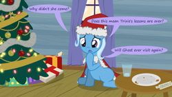 Size: 1280x720 | Tagged: safe, artist:evil-dec0y, character:trixie, species:pony, comic:trixie vs., comic:trixie vs. hearth's warming, christmas, christmas tree, holiday, tree