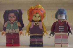 Size: 1500x986 | Tagged: safe, artist:grapefruitface1, character:adagio dazzle, character:aria blaze, character:sonata dusk, my little pony:equestria girls, arts and crafts, custom, disguise, disguised siren, irl, lego, minifig, minifigs, photo, the dazzlings, toy