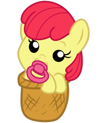 Size: 2800x3200 | Tagged: safe, artist:cheezedoodle96, character:apple bloom, species:earth pony, species:pony, episode:going to seed, g4, my little pony: friendship is magic, .svg available, adorabloom, baby, baby apple bloom, baby pony, basket, cute, dawwww, female, foal, hnnng, looking at you, pacifier, simple background, solo, svg, transparent background, vector, younger