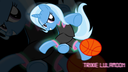 Size: 1920x1080 | Tagged: safe, artist:caliazian, artist:grapefruitface1, character:trixie, species:pony, 1920x1080, basketball, clothing, jersey, sports, wallpaper