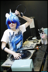 Size: 3456x5184 | Tagged: safe, artist:krazykari, character:dj pon-3, character:octavia melody, character:vinyl scratch, species:human, clothing, cosplay, costume, irl, irl human, photo, plushie, turntable