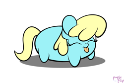Size: 3000x2000 | Tagged: safe, artist:kimjoman, character:sassaflash, species:pony, chubbie, background pony, blob ponies, commission, cute, eyes closed, female, solo