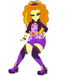 Size: 1900x2100 | Tagged: safe, artist:mashoart, character:adagio dazzle, episode:find the magic, g4, my little pony: equestria girls, my little pony:equestria girls, spoiler:eqg series (season 2), bracelet, clothing, female, jacket, jewelry, leather jacket, shorts, simple background, solo, spiked headband, spiked wristband, thick, thighs, transparent background, wide hips, wristband