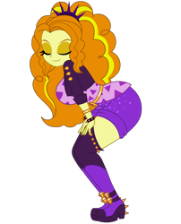 Size: 1700x2100 | Tagged: safe, artist:mashoart, character:adagio dazzle, episode:find the magic, g4, my little pony: equestria girls, my little pony:equestria girls, spoiler:eqg series (season 2), adagio dat-azzle, ass, breasts, busty adagio dazzle, butt, clothing, dancing, eyes closed, female, jacket, leather jacket, simple background, solo, spiked headband, spiked wristband, stupid sexy adagio dazzle, transparent background, wristband