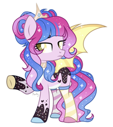 Size: 1280x1436 | Tagged: safe, artist:lazuli, artist:mintoria, base used, oc, oc only, oc:royal glaze, species:bat pony, species:pony, bat pony oc, bat wings, clothing, female, mare, simple background, socks, solo, transparent background, wings