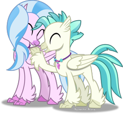 Size: 6934x6423 | Tagged: safe, artist:vector-brony, character:silverstream, character:terramar, species:classical hippogriff, species:hippogriff, episode:student counsel, absurd resolution, brother and sister, cute, diastreamies, eyes closed, female, male, quadrupedal, siblings, simple background, terrabetes, transparent background, vector