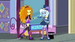 Size: 1192x670 | Tagged: safe, artist:themexicanpunisher, character:adagio dazzle, character:spike, character:spike (dog), character:trixie, species:dog, episode:find the magic, episode:street magic with trixie, g4, my little pony: equestria girls, my little pony:equestria girls, spoiler:eqg series (season 2), adagiospike, female, shipping