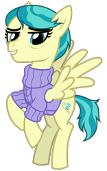 Size: 2000x3200 | Tagged: safe, artist:cheezedoodle96, character:auntie lofty, species:pegasus, species:pony, episode:the last crusade, g4, my little pony: friendship is magic, .svg available, clothing, female, flying, looking at you, mare, simple background, smiling, solo, svg, sweater, transparent background, vector