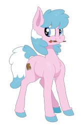 Size: 3040x4705 | Tagged: safe, artist:paskanaakka, part of a set, oc, oc only, oc:artabana, species:earth pony, species:pony, chest fluff, colored hooves, commission, digital art, female, happy, mare, mouth hold, paintbrush, simple background, smiling, solo, standing, transparent background