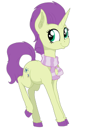 Size: 3136x4456 | Tagged: safe, artist:paskanaakka, part of a set, oc, oc only, oc:sky spark, species:pony, species:unicorn, accessory, clothing, colored hooves, commission, digital art, female, happy, horn, mare, raised leg, scarf, simple background, smiling, solo, standing, transparent background