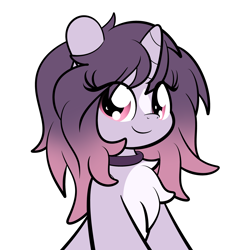 Size: 3000x3000 | Tagged: safe, artist:kimjoman, oc, oc only, oc:wicked silly, species:pony, species:unicorn, accessories, chest fluff, choker, cute, female, looking at you, pale belly, simple background, solo, white background