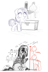 Size: 1132x1688 | Tagged: safe, artist:dsp2003, artist:whydomenhavenipples, edit, character:twilight sparkle, oc, species:pony, species:unicorn, species:zebra, female, macro, mare, shaking, sitting, size comparison, size difference, sweat, this will end in racism, twiggie