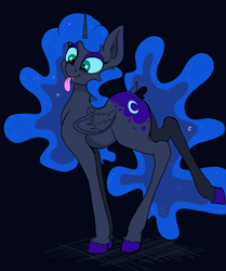 Size: 2964x3548 | Tagged: safe, artist:paskanaakka, derpibooru original, character:nightmare moon, character:princess luna, species:alicorn, species:pony, blep, colored hooves, cute, dock, ear fluff, female, mare, mlem, moonabetes, nicemare moon, nightmare mlem, silly, silly pony, simple background, solo, tongue out, unshorn fetlocks